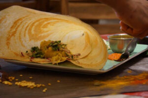 Crispy South Indian dosa served at Davie Dosa Company in Richmond BC